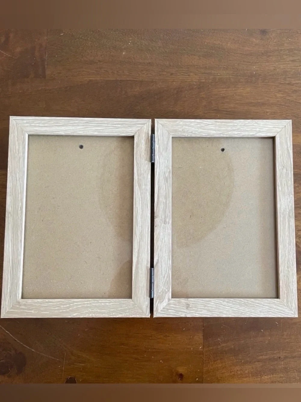 Neutral Wood Double Photo Frame - Beige Wood Finish
